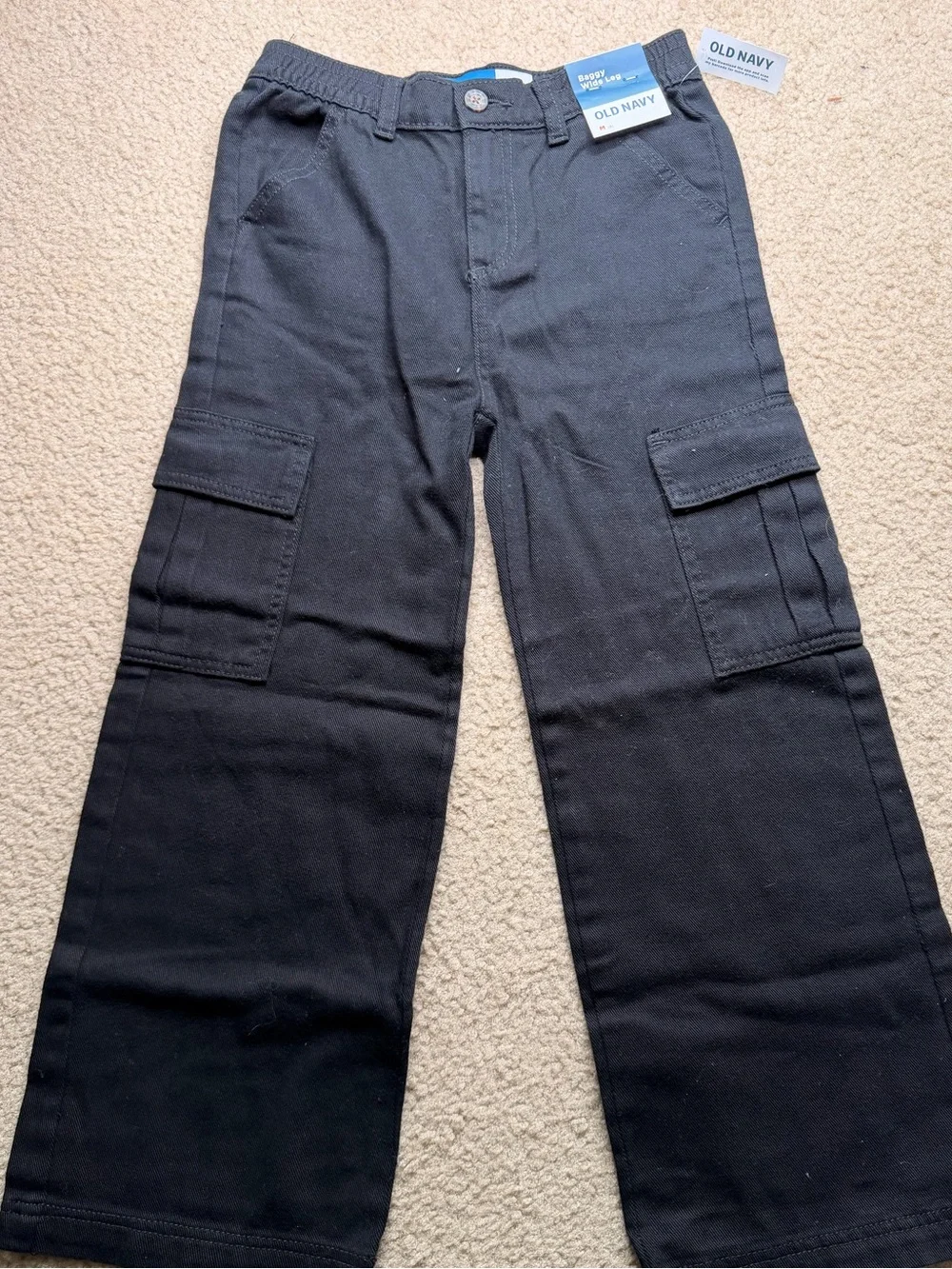 Old Navy Girls' Black 100% Cotton Baggy Wide Leg Pants Medium